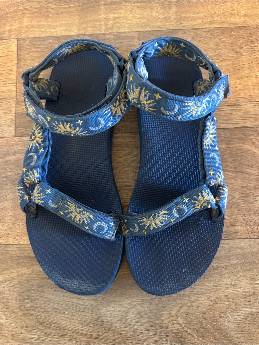 Teva Blue Sandals with moon and star accent Straps